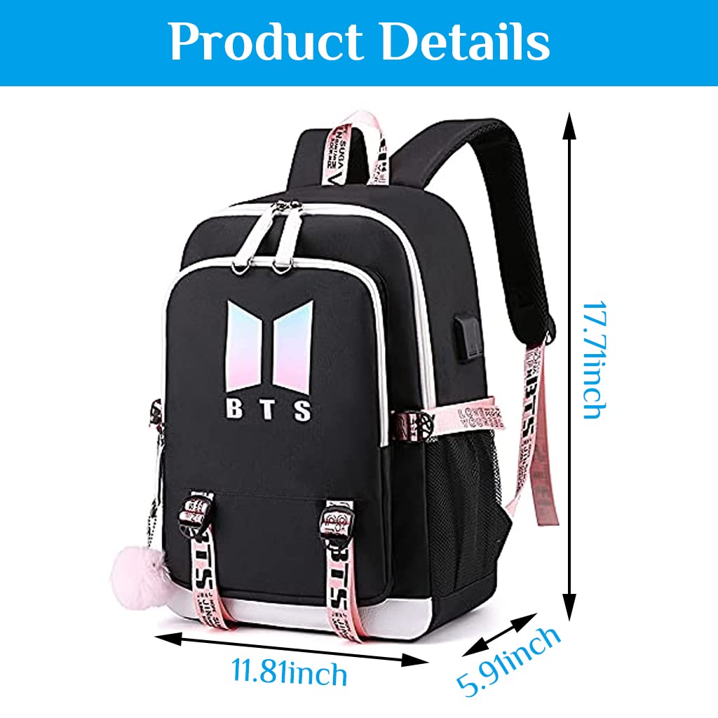 PALAY BTS Kpop Bangtan Backpacks Daypack Laptop Bag for Girls School Bag Shoulder Bag with USB Charging Port BTS Kpop Accessories For Boy Women Gifts PALAY BTS Kpop Bangtan Backpacks Daypack Laptop Bag for Girls School Bag Shoulder Bag with USB Charging Port BTS Kpop Accessories For Boy Women Gifts